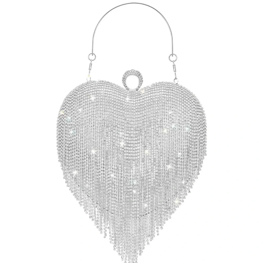 Dazzling heart-shaped clutch bag